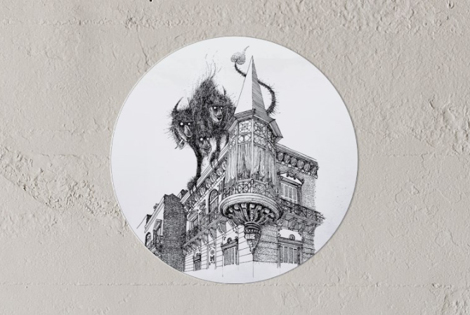 Aluminium Muurcirkel Pentekening Hellehond Ø 70 cm (3mm)