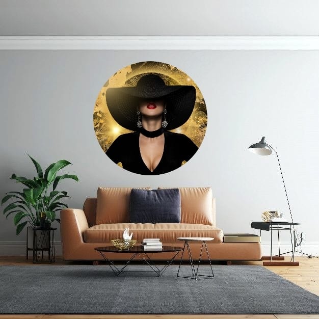 Aluminium Muurcirkel Lady in Black Ø 70 cm (3mm)