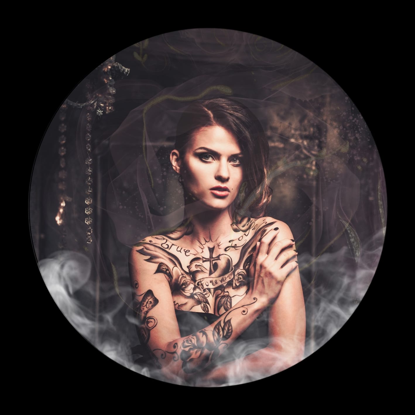 Aluminium Muurcirkel Tattoo Girl Ø 70 cm (3mm)
