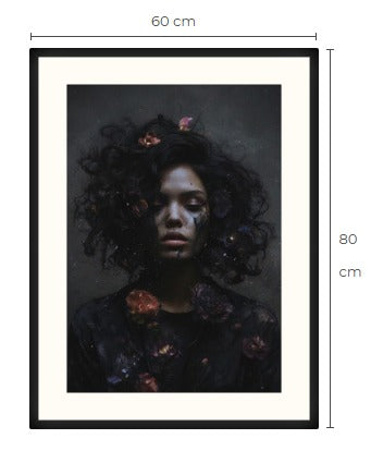 Ingelijst Digital Artwork (AI) Flowerbomb.1 (80 x 60 cm)