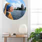 Muurcirkel Meisje met de Parel Skyline Roermond Ø 100 cm (5mm)